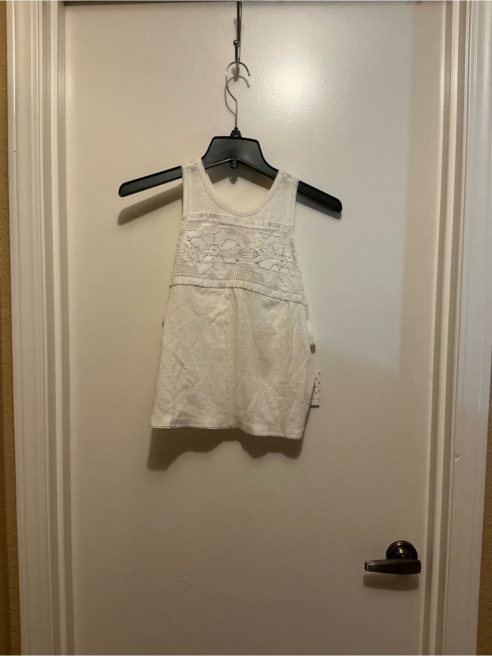 White Crochet Yoke Tank Top